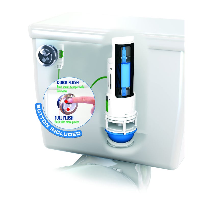 Danco HYR270 Hydroright Water-Saving Dual Flush Valve with Push-Button Handle, Plastic, Chrome - Image 2